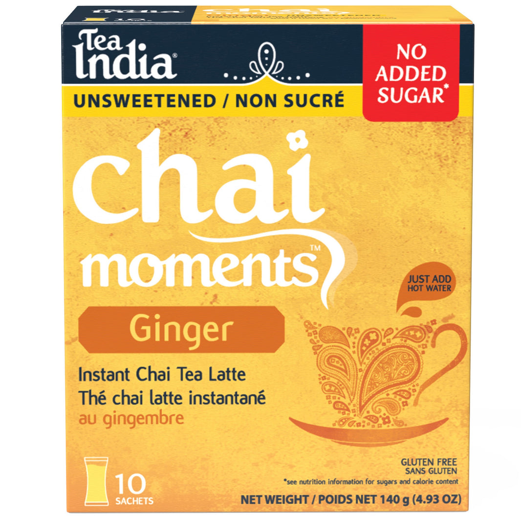 Tea India Chai Moments Ginger Tea Mix Unsweetened 6X10 Pack
