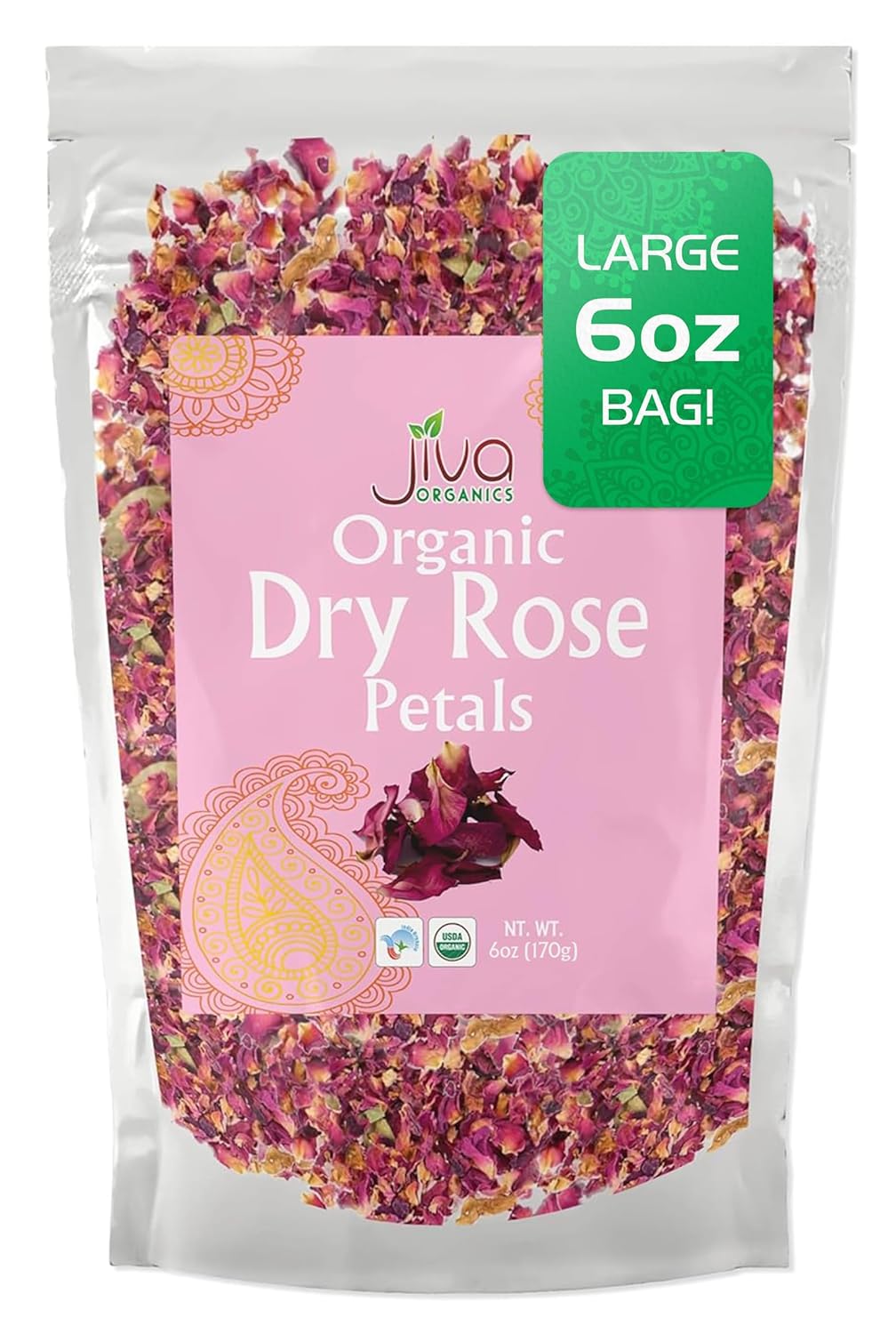 Jiva Organic Dry Rose Petals 6Oz