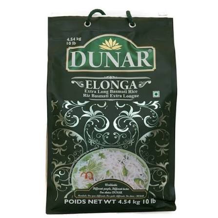 Dunar Elonga Long Basmati Rice 10 Lb
