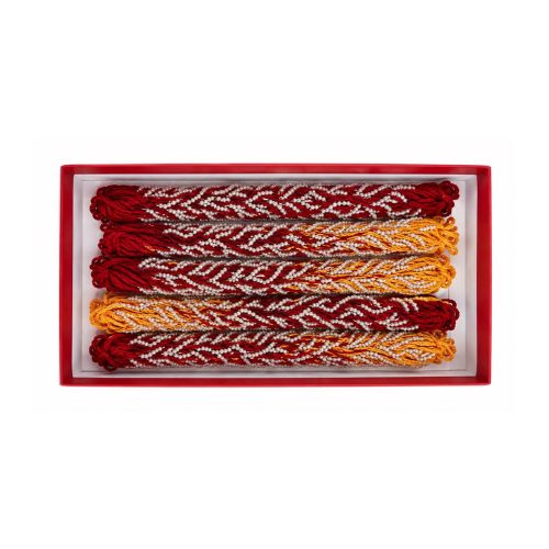 Red & White Braided Thread Rakhi Set