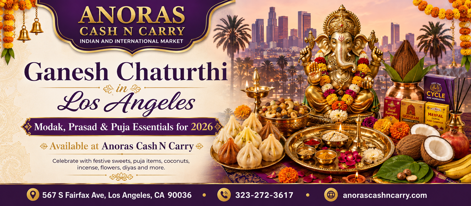Ganesh Chaturthi in Los Angeles: Modak, Prasad & Puja Essentials for 2026