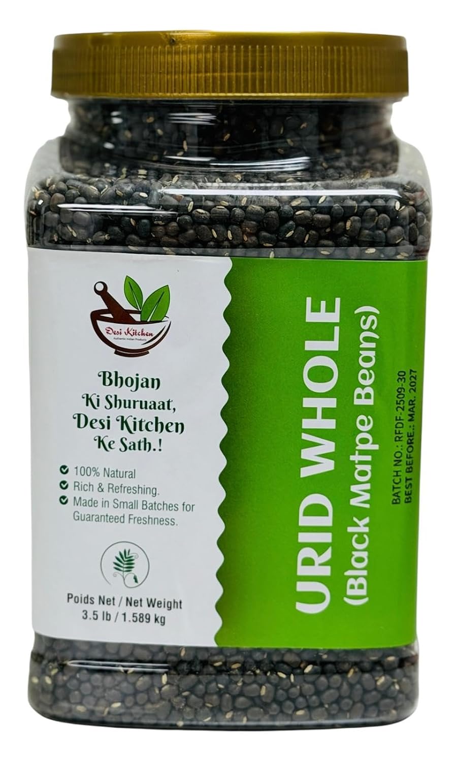 Desi Kitchen Urid Whole 3.5 Lb
