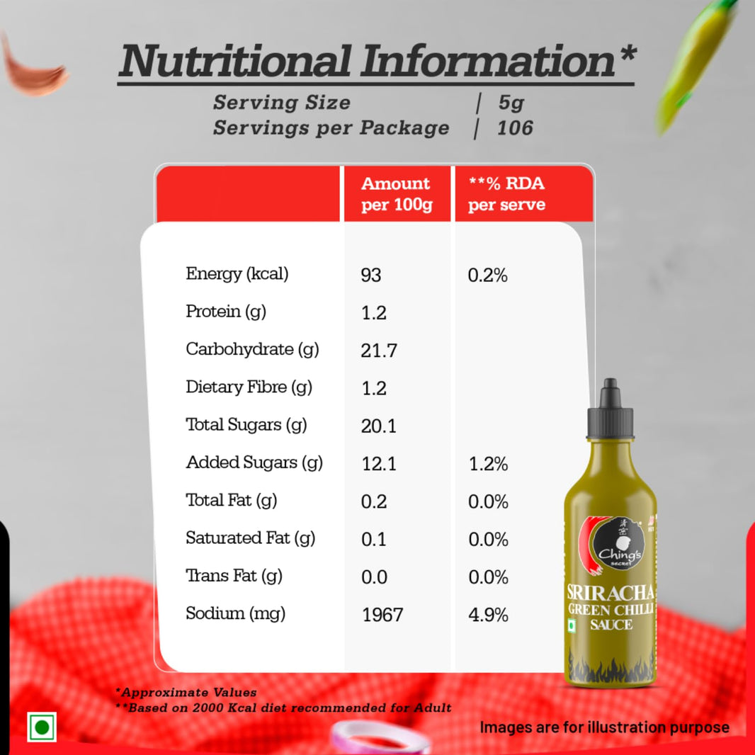 Chings Siracha Green Chilli Sauce 530Gm