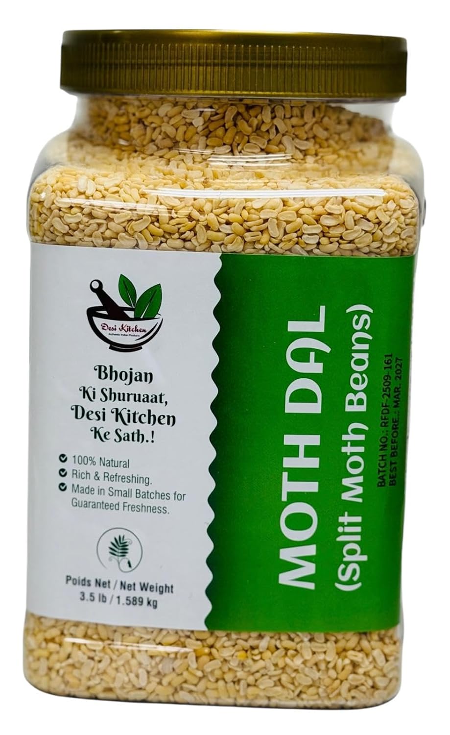Desi Kitchen Moth Split Dal 3.5 Lb