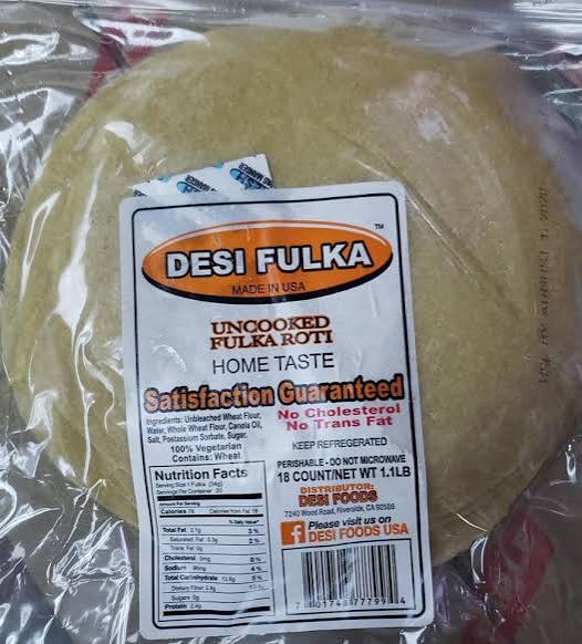 Desi Uncooked Phulka Roti 18 Ct