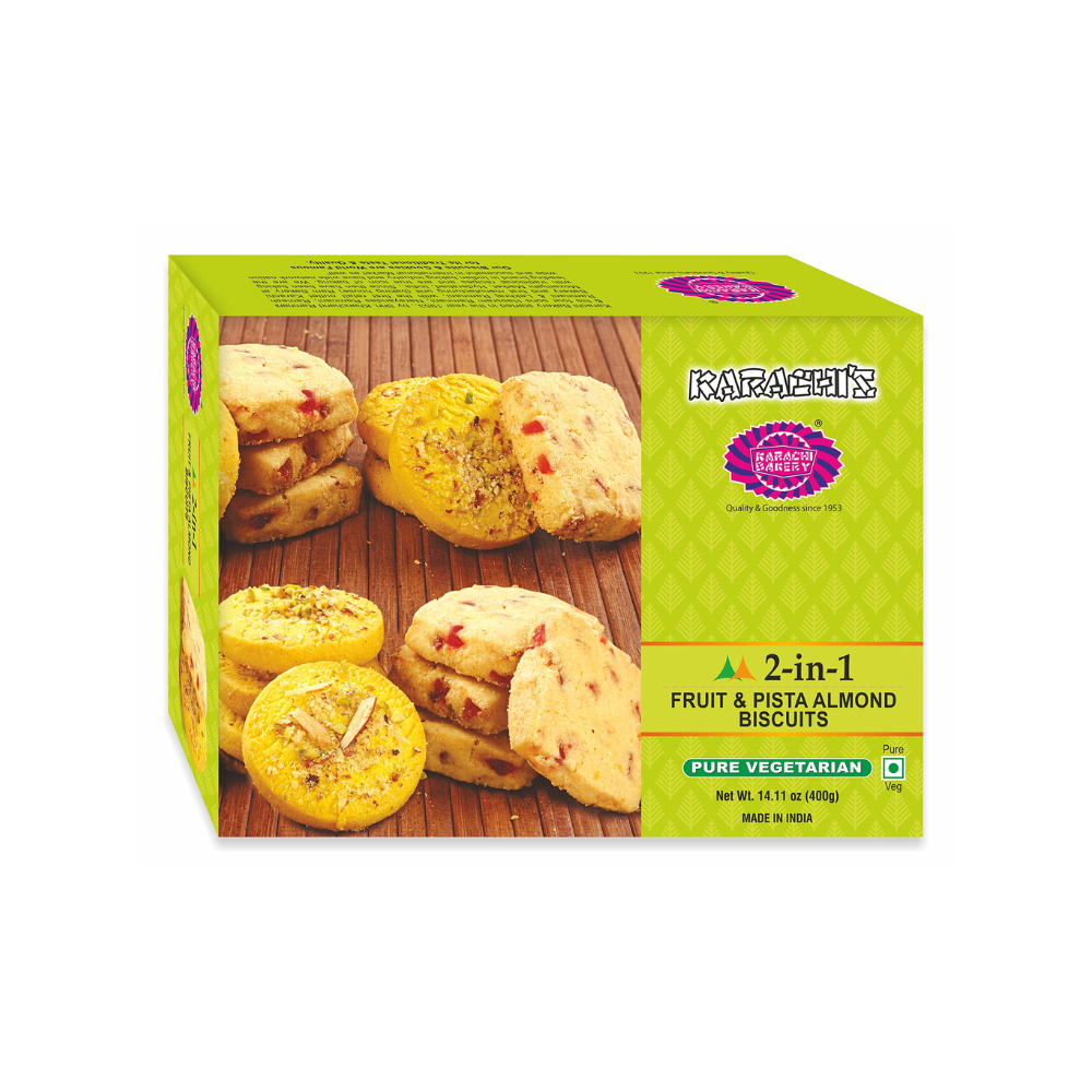 Karachi Bakery 2-In-1 Pista & Fruit Biscuits 400g