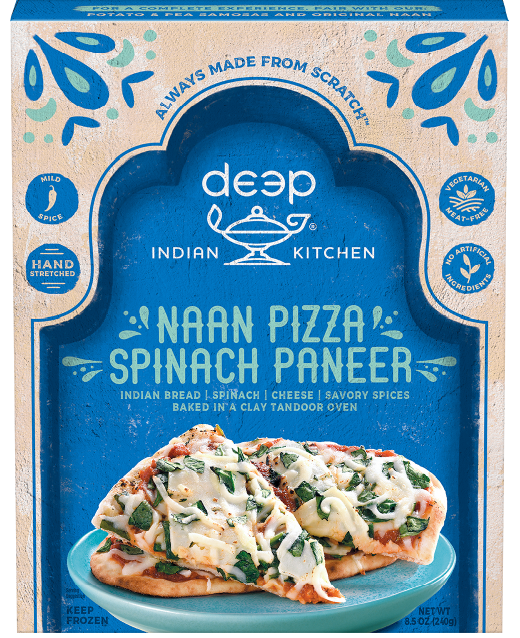 Deep Spinach Paneer Naan Pizza