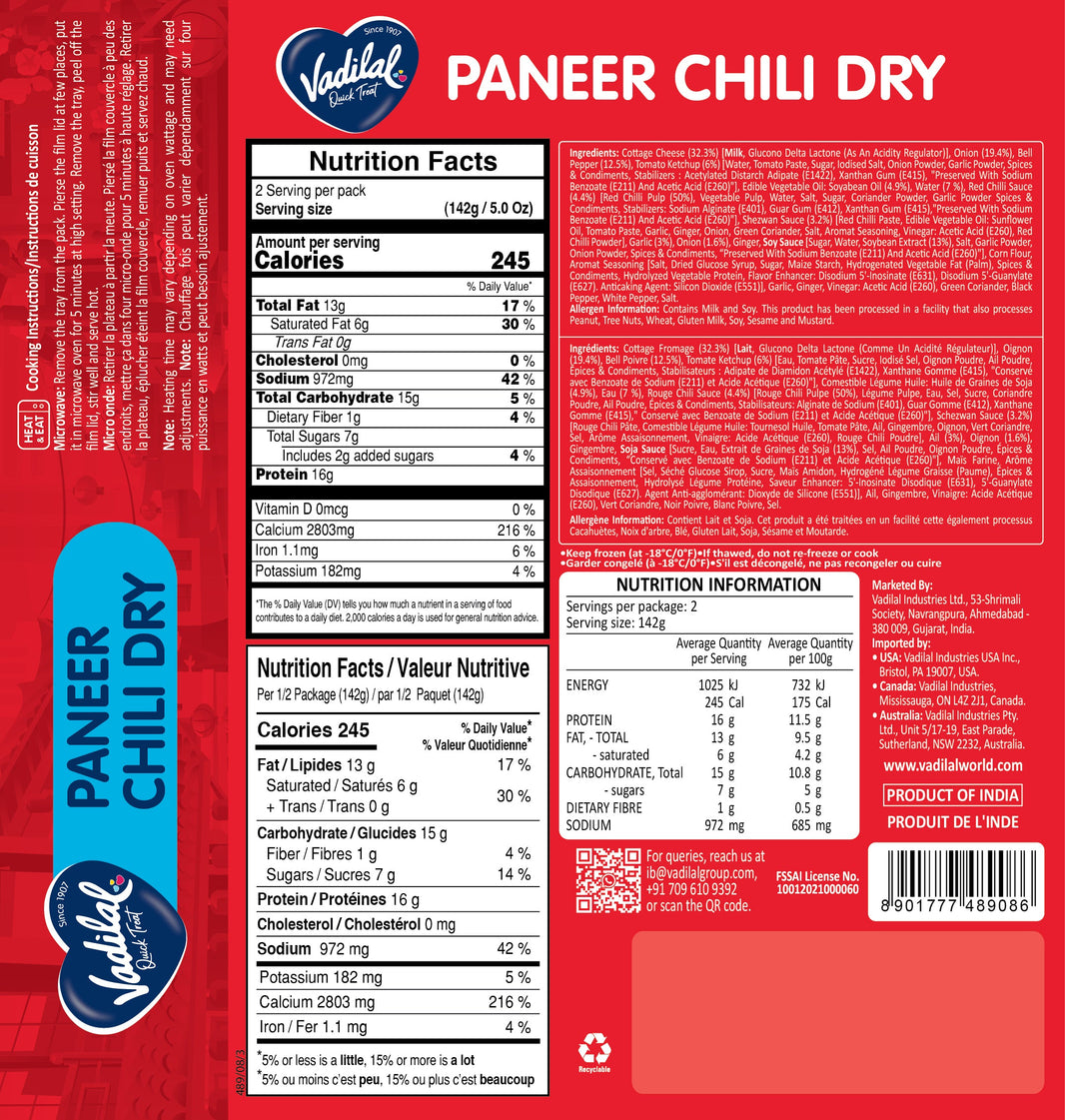 Vadilal Paneer Chili Dry