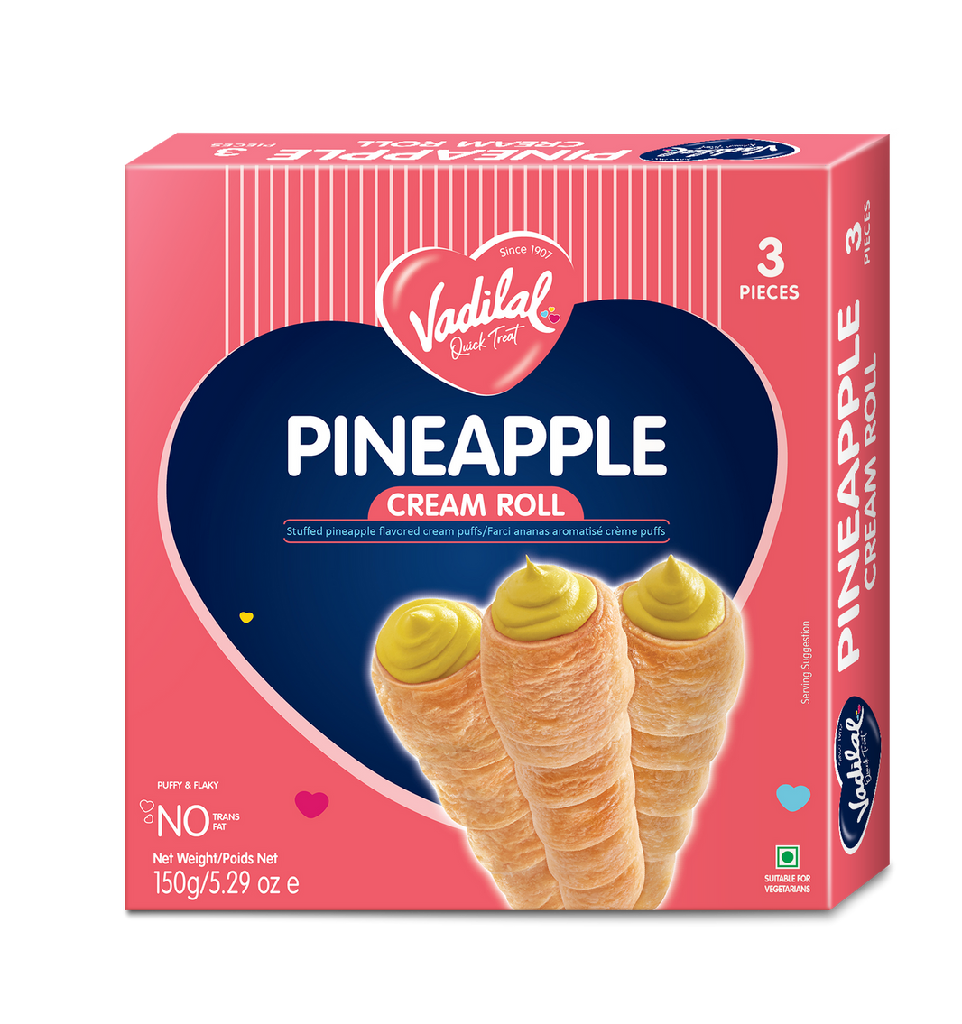 Vadilal Pineapple Cream Roll 150 Gm