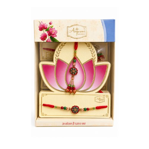 Pink Lotus Premium Rakhi Gift Box Set